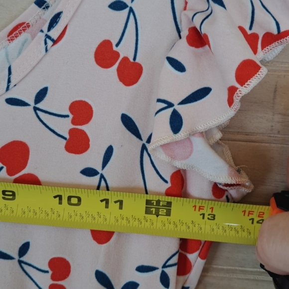 Dot Dot Smile Girly Cherry Print Flutter Sleeve Fit & Flare Flowy Dress Pink - Picture 7 of 9